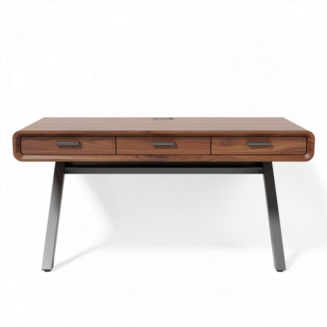 Wooden office desk with three drawers and metal legs 150 x 70 x 75cm