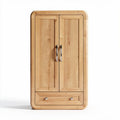 Bamboo wood storage cabinet with double doors and one drawer 90 x 50 x 190cm