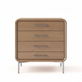 Wooden nightstand with four drawers in oak finish and metal legs 60 x 40 x 50cm