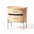 Wooden nightstand with two drawers and metal legs 45 x 45 x 55cm