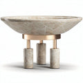 Marble bowl with gold metal base for serving or decor 30 x 30 x 10cm