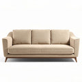 Beige fabric three-seater sofa with wooden legs 210 x 90 x 85cm