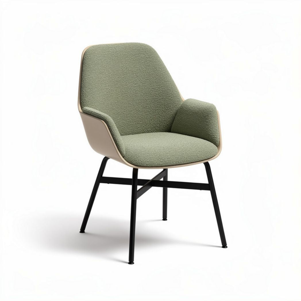 Sofa chair with soft fabric upholstery and metal legs in light green 60 x 60 x 80cm