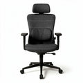Ergonomic office chair with adjustable headrest and lumbar support grey fabric 60 x 60 x 120cm